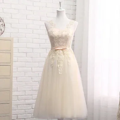 Lace up Short Medium Long new cameo brown bridesmaid dresses wedding prom dress toasting