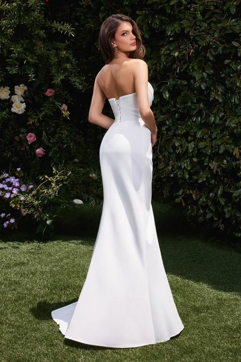 Ladivine CD355W Strapless Scoop Neckline Chiffon Gown