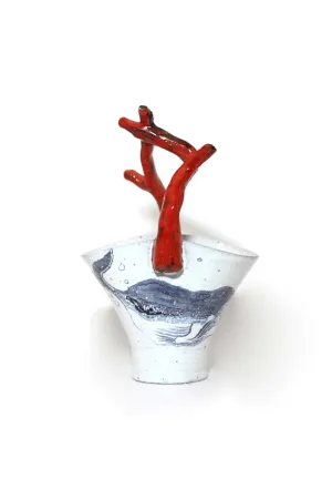 Large Coral Vase with Whale