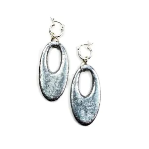 Large Oval Cutout Dangle Earring - Chrome