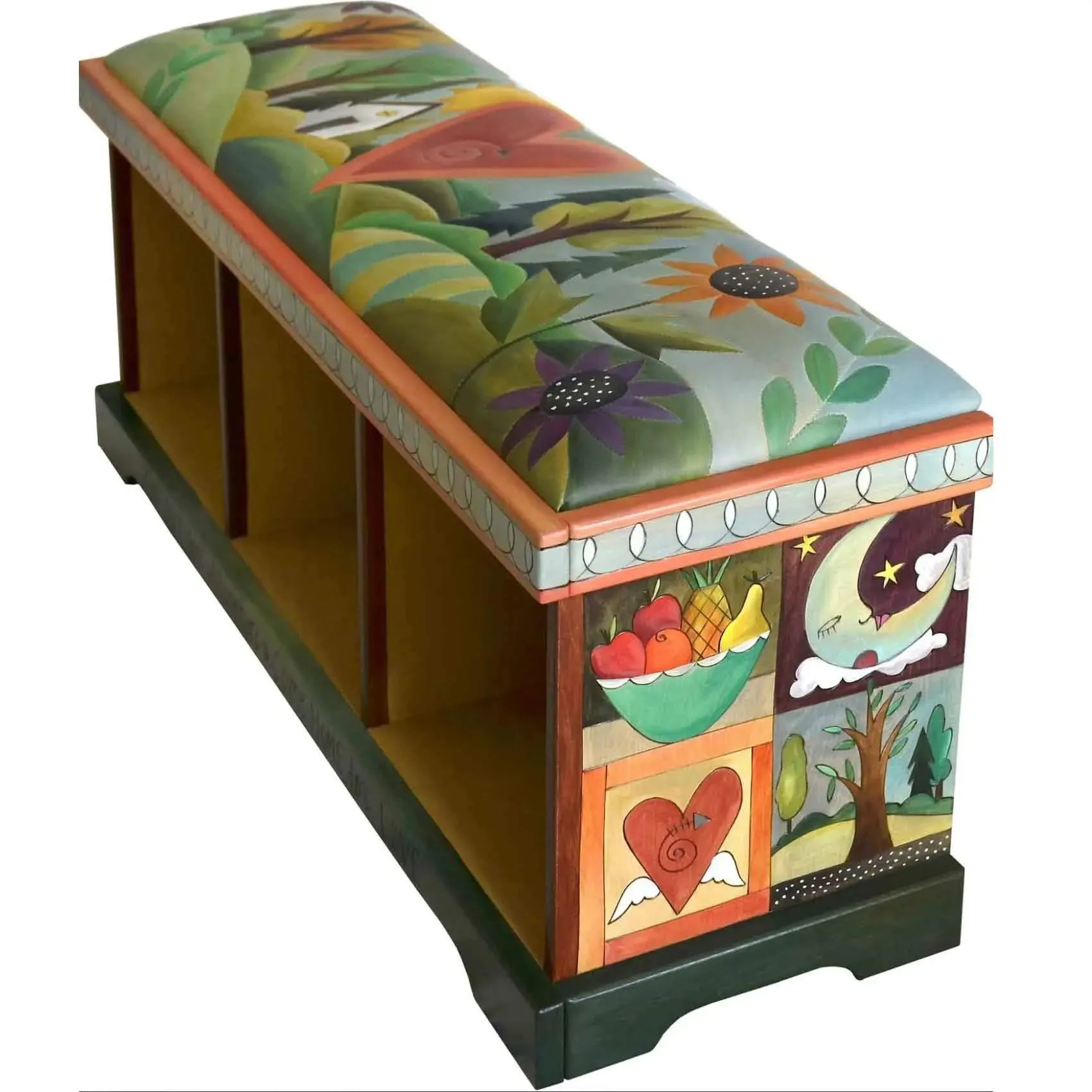 Leather Storage Bench without Boxes by Sticks BEN039
