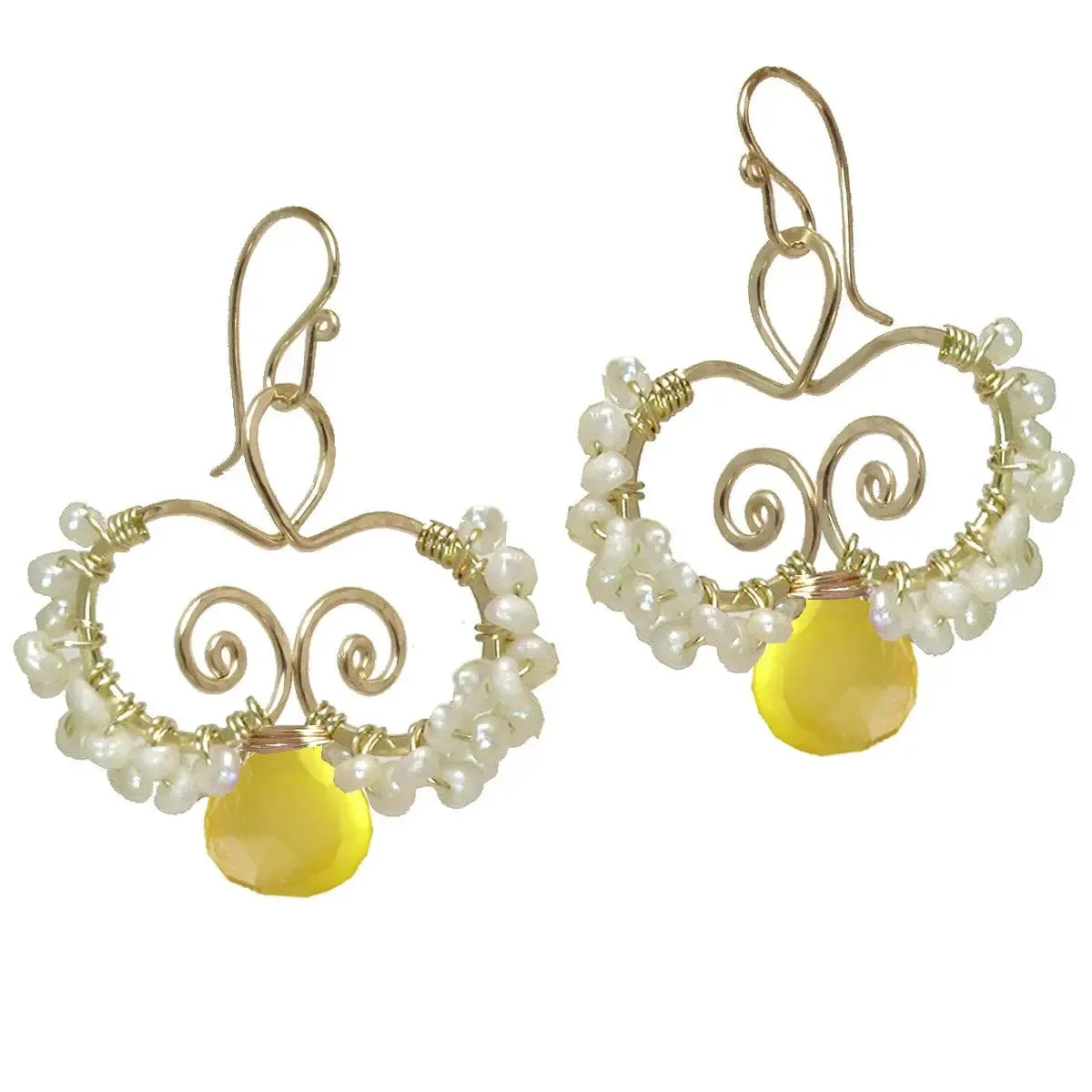 Lemon Chalcedony Earrings N138 by Calico Juno Designs, Bonnie Riconda