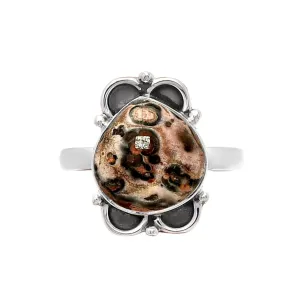 Leopardskin Jasper Solid 925 Sterling Silver Ring 8