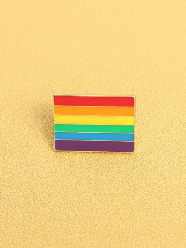 LGBT Rainbow Stripe Print Brooch