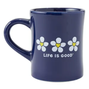 Life is Good Three Heart Flowers Diner Mug