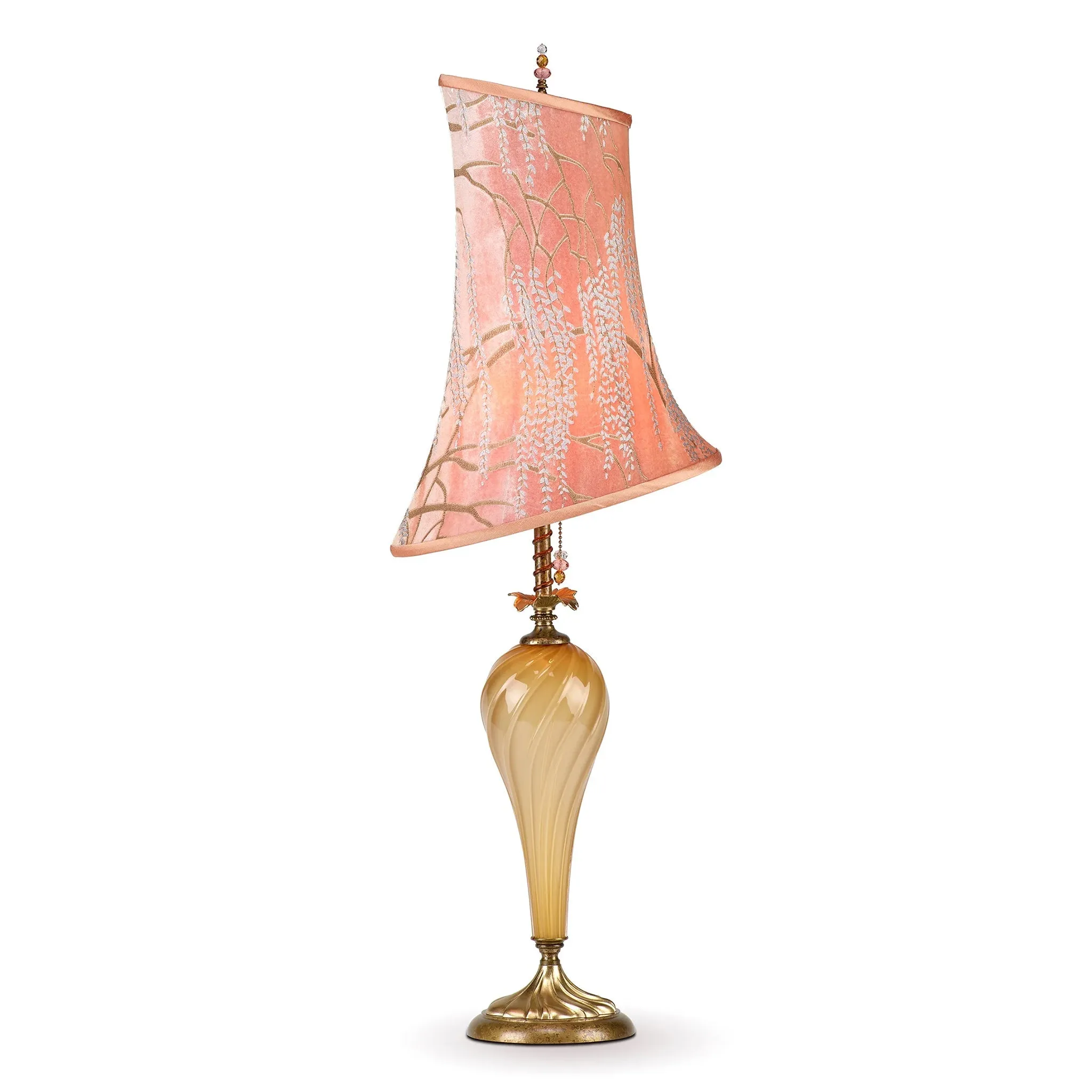 Liora Table Lamp 151H145 Kevin Obrien Velvet Mango Shade Gold Blown Glass Base by Kinzig Design