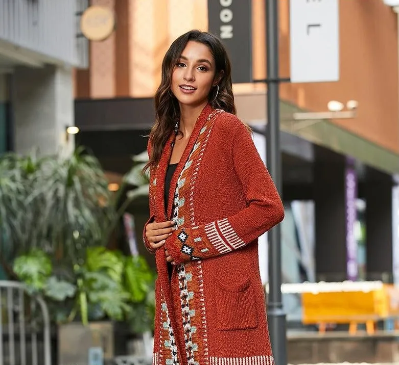 Long Sleeve Knitted Tassel Cardigan