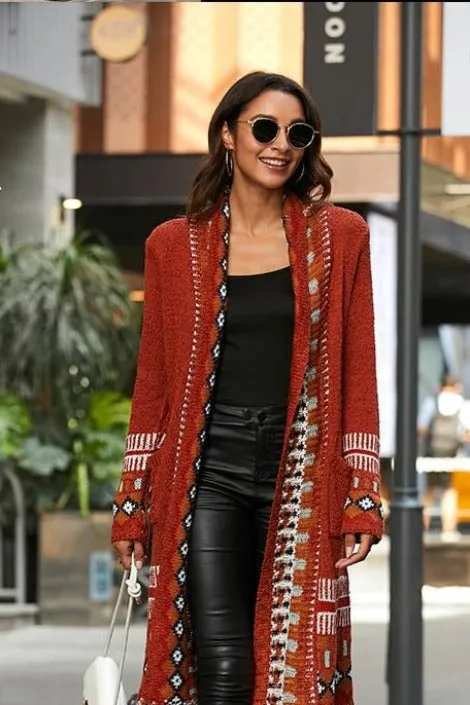 Long Sleeve Knitted Tassel Cardigan