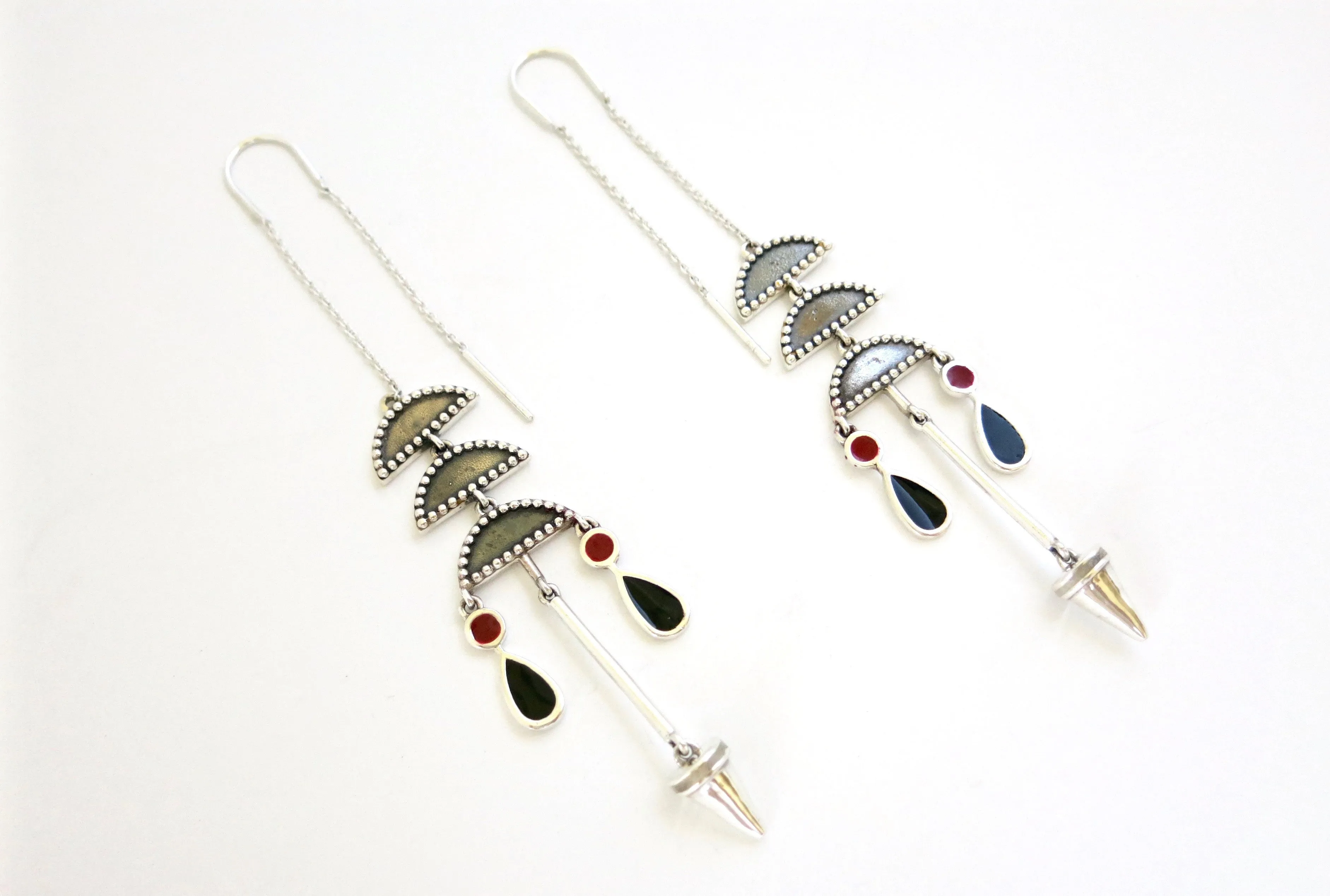 Long tattoo threader earrings