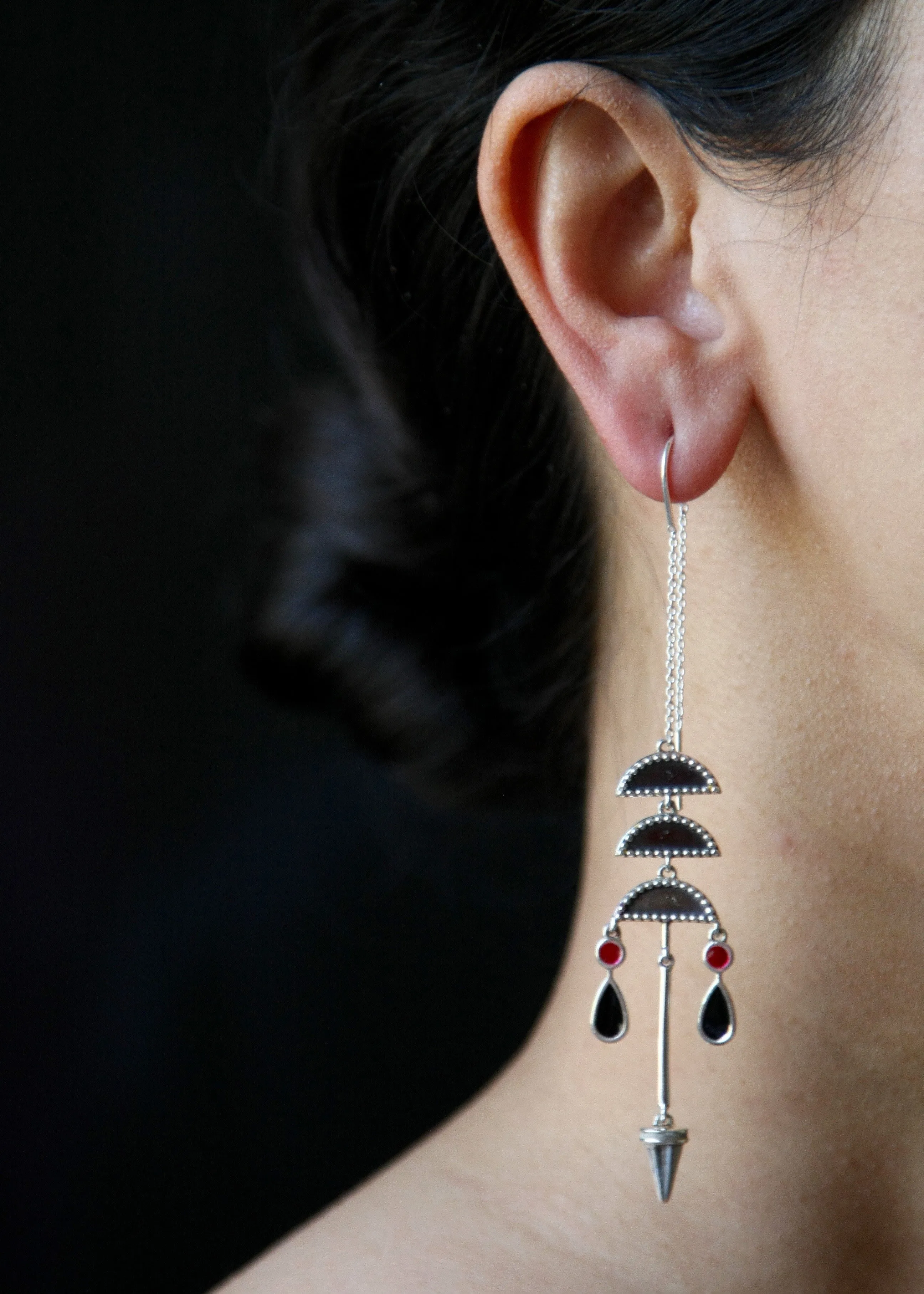Long tattoo threader earrings