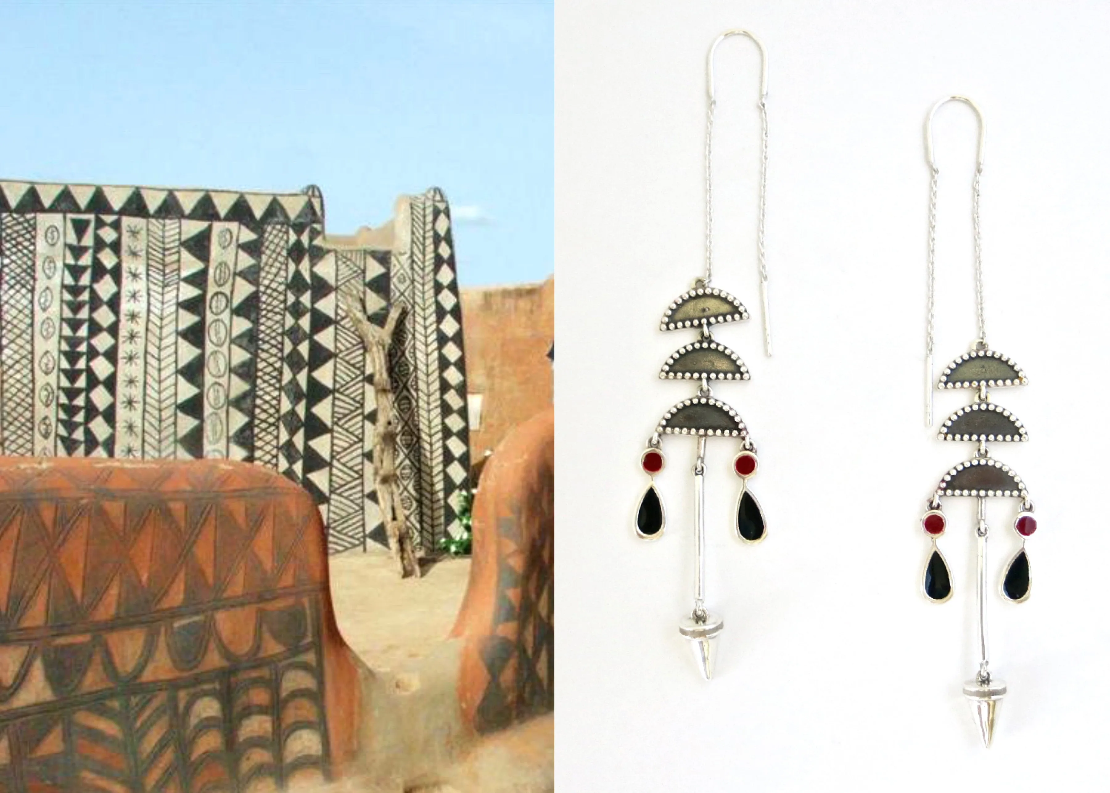 Long tattoo threader earrings