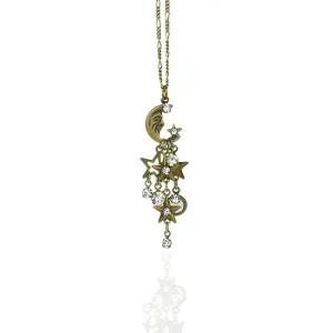 Lyra Crystal Moon and Stars Charm Necklace