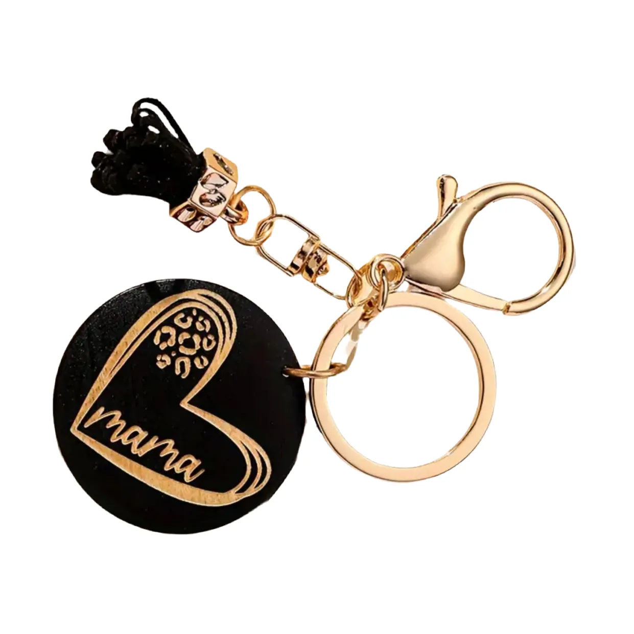 Mama Tassel Black Keychain
