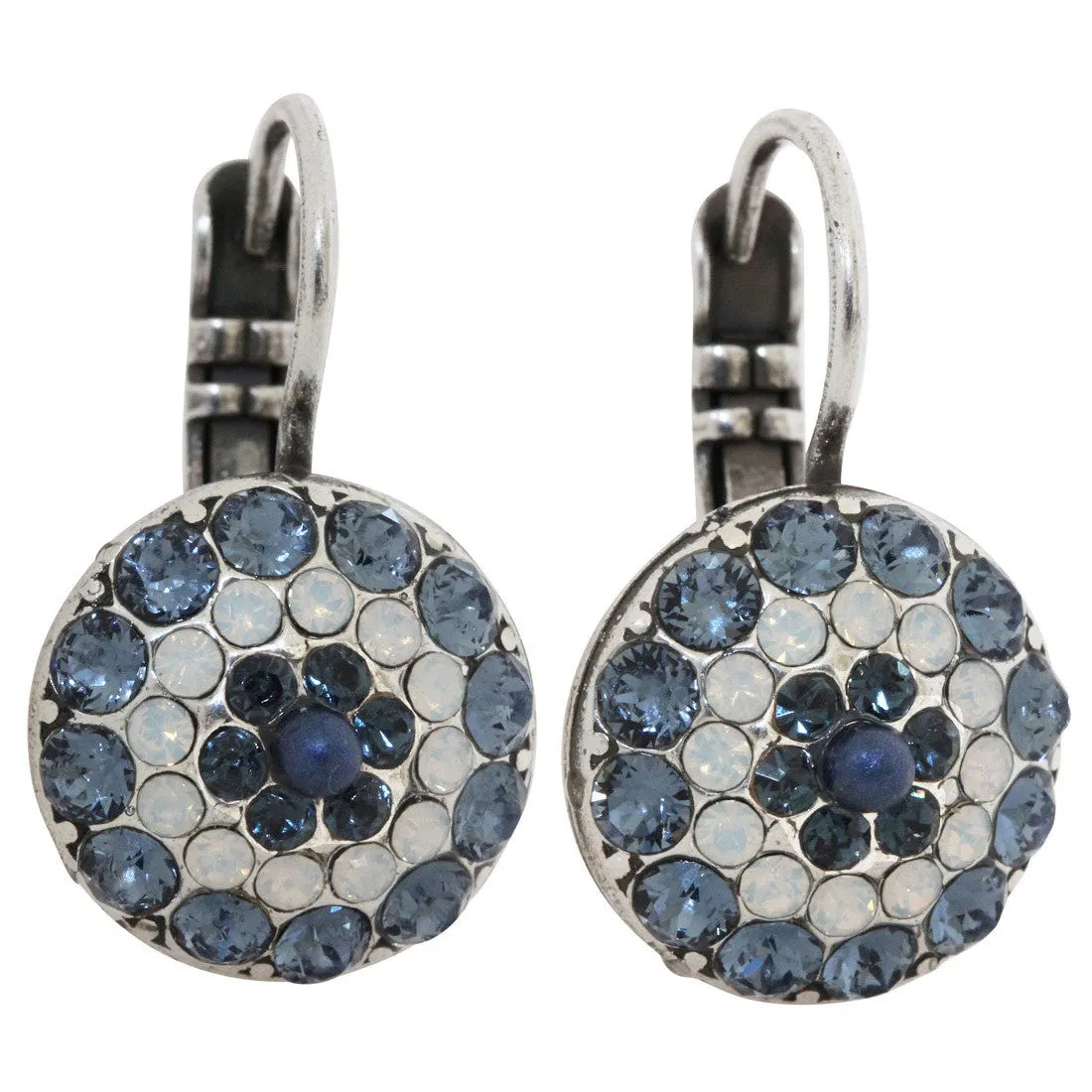 Mariana "Mood Indigo" Silver Plated Round Pavé Crystal Earrings, 1141 1069