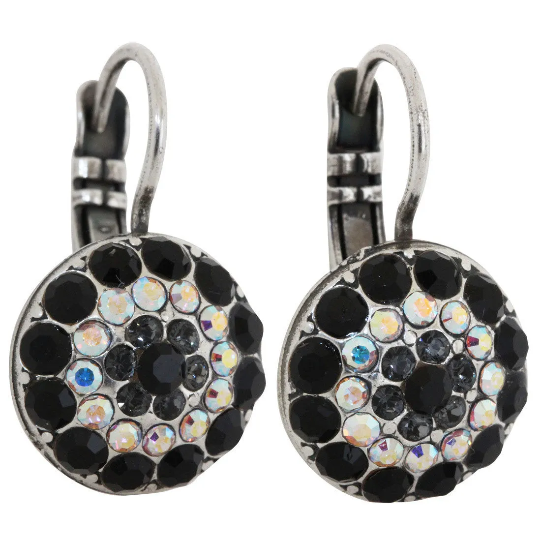 Mariana "Tuxedo" Silver Plated Round Pavé Crystal Earrings, 1141 3701