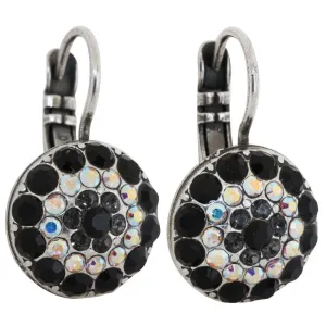 Mariana "Tuxedo" Silver Plated Round Pavé Crystal Earrings, 1141 3701