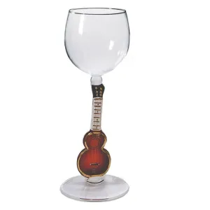 Maroon Guitar Hand Blown Wine Glass