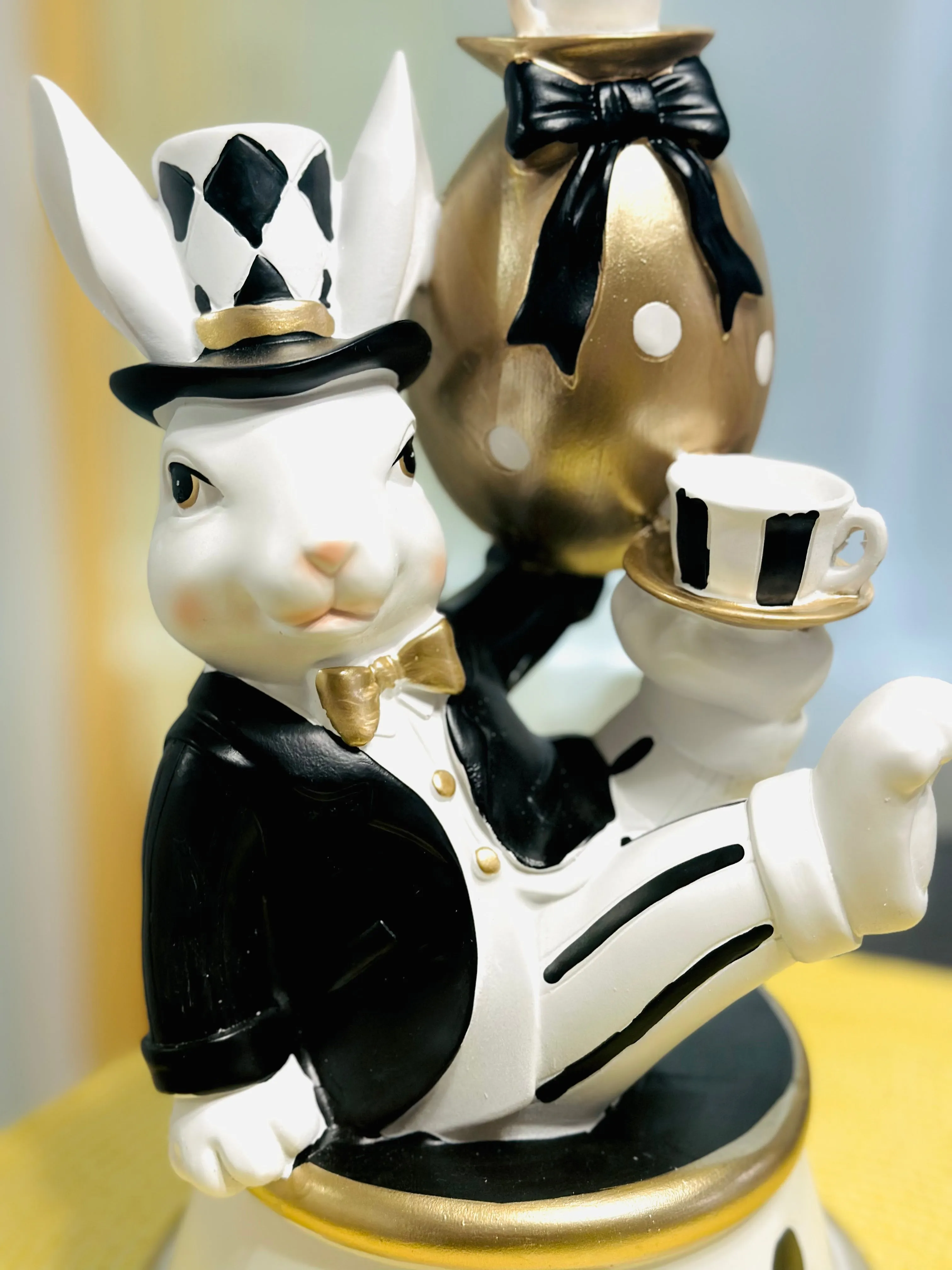 Martha Stewart Bunny Figurine Alice In Wonderland Cup Balancing Easter Decor