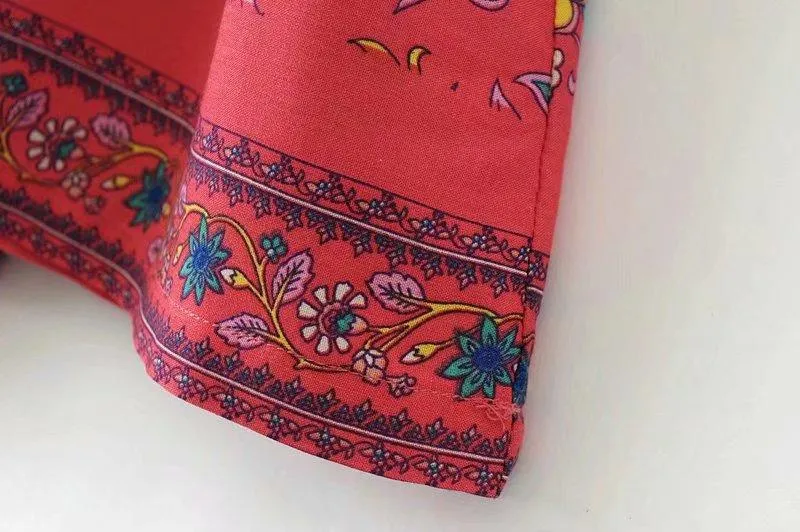 MARYANNE RED Peacock Bohemian Mini Dress