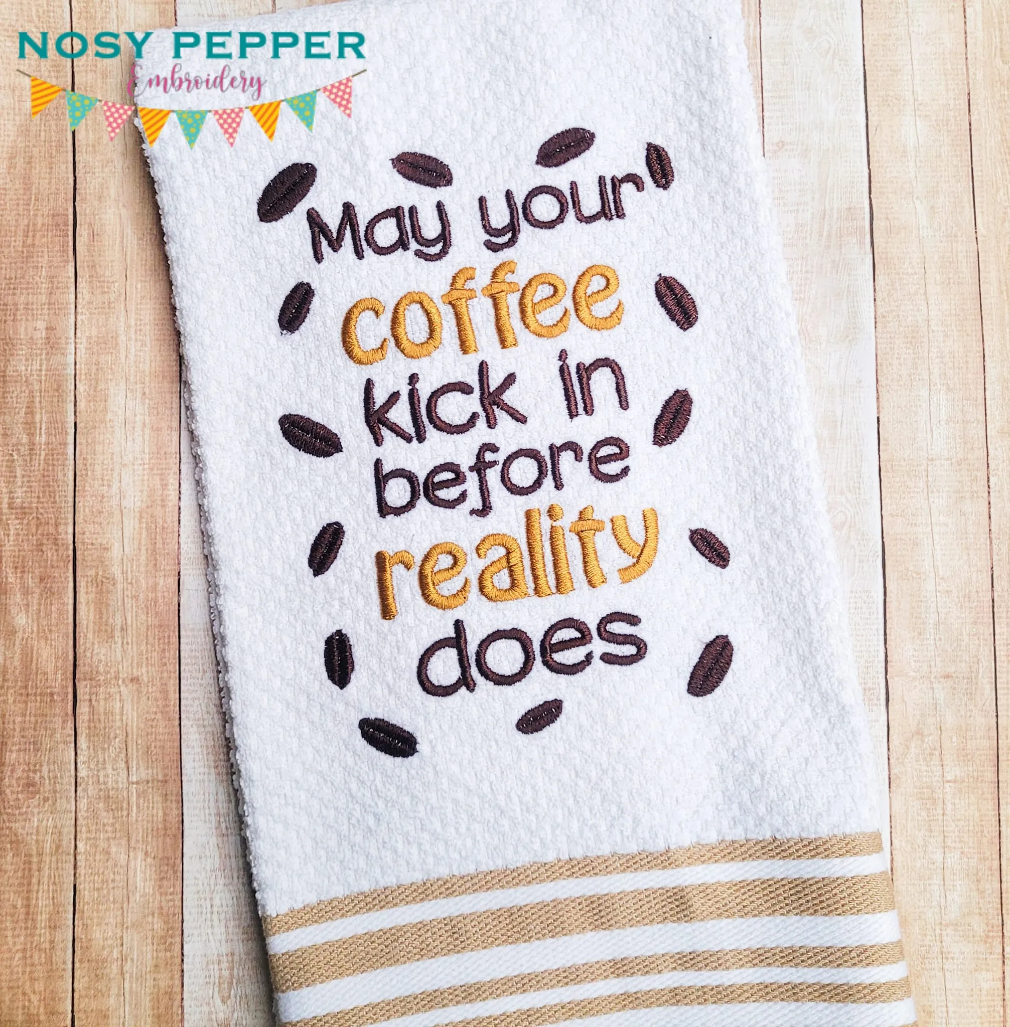 May Your Coffee Kick In machine embroidery design (4 sizes included) DIGITAL DOWNLOAD