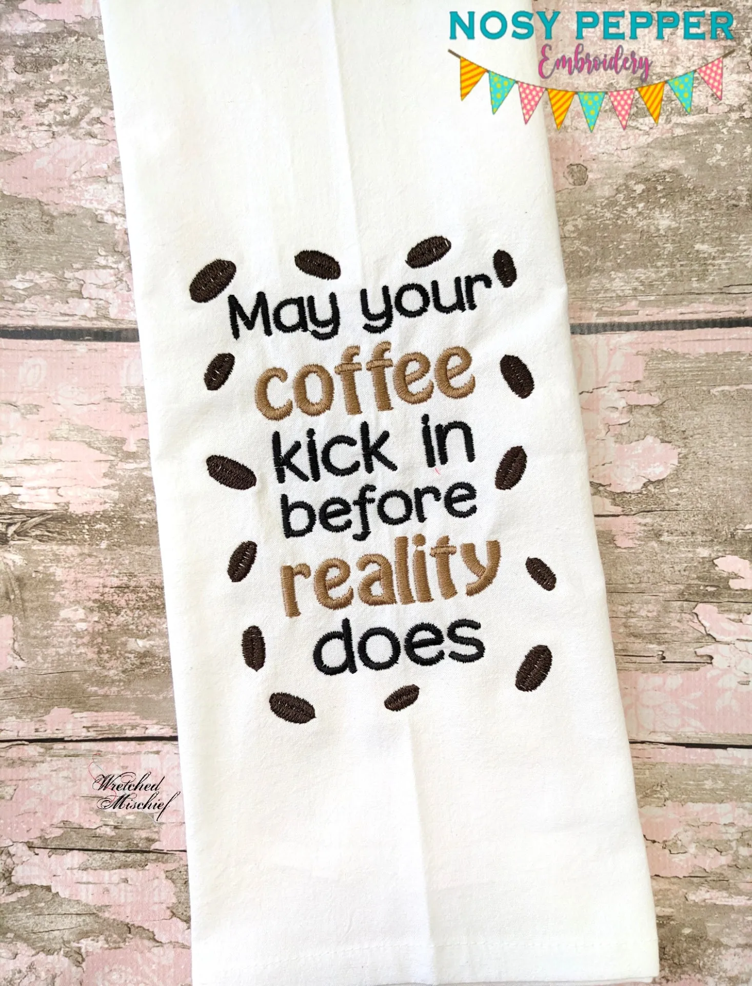 May Your Coffee Kick In machine embroidery design (4 sizes included) DIGITAL DOWNLOAD