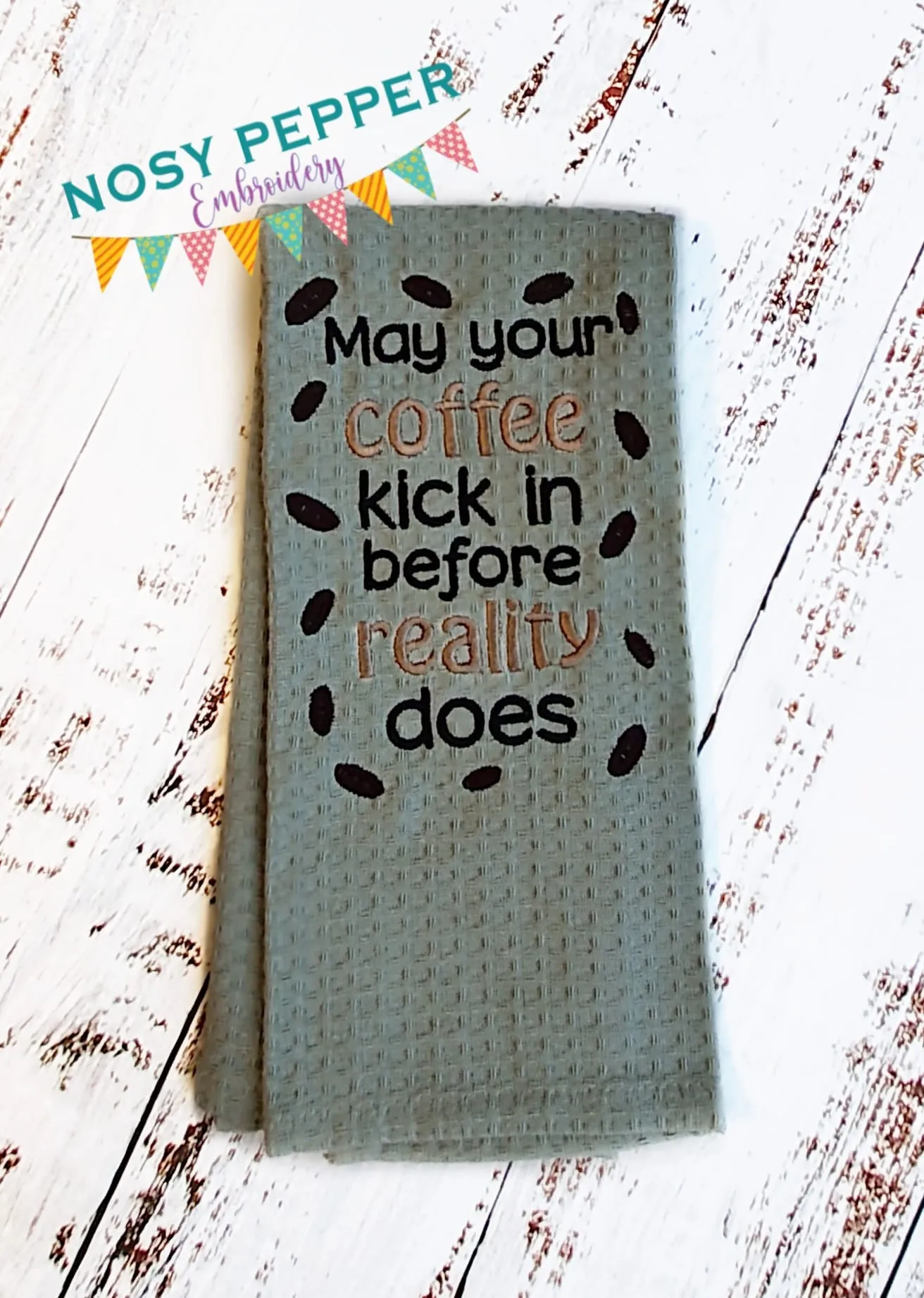 May Your Coffee Kick In machine embroidery design (4 sizes included) DIGITAL DOWNLOAD