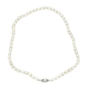 Mid-Century Modern Japanese Saltwater Cultured Akoya Pearl Strand - 14K White Gold 16.50 Inch