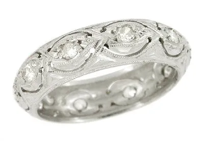 Middlefield Art Deco Platinum and Single Cut Diamond Wedding Band - Size 6.5