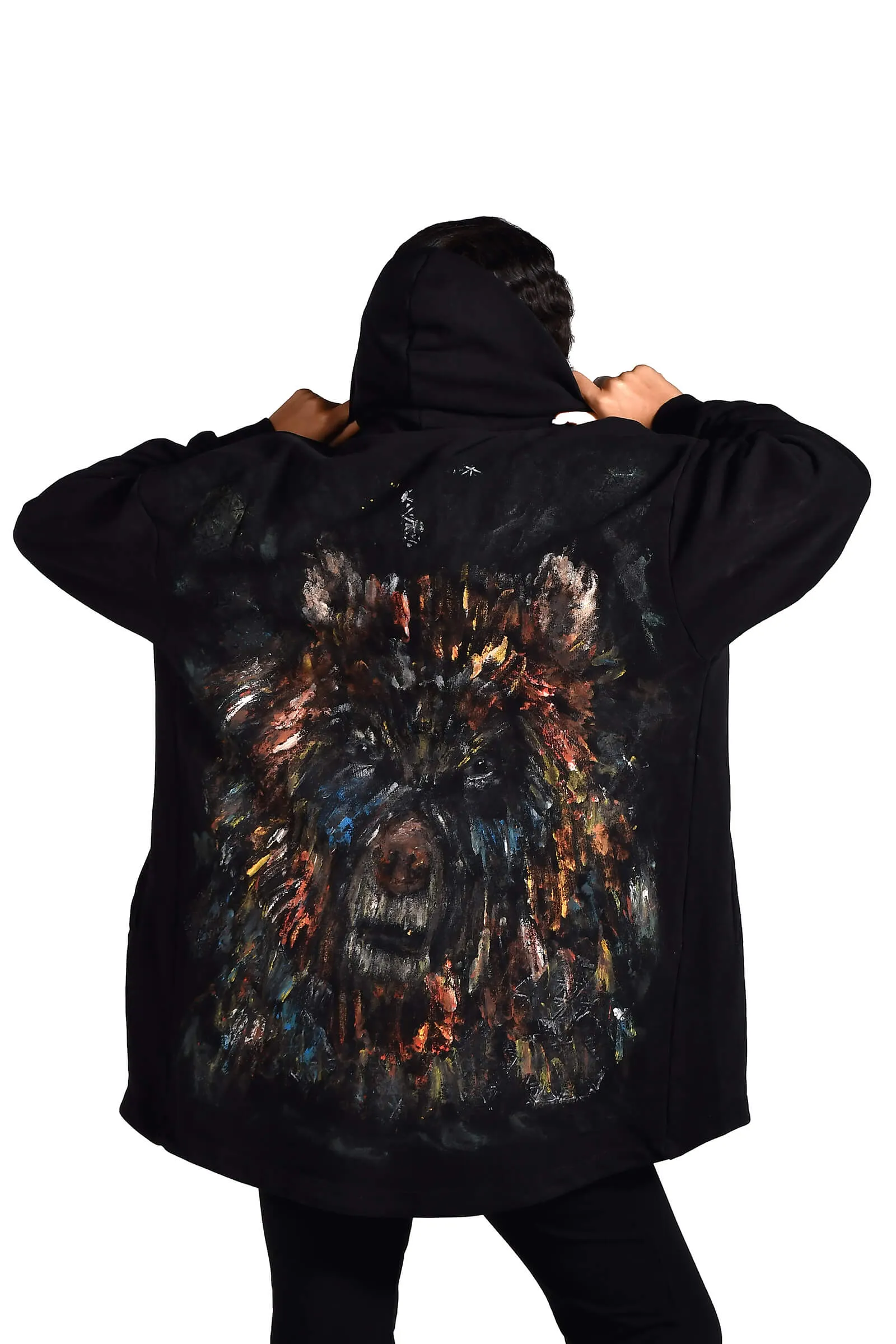 Midnight Fierce Hand-Painted Cardigan
