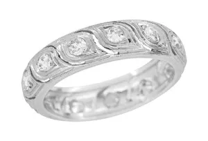 Milldale Retro Platinum Estate Eternity Diamond Wedding Band - Size 6.75