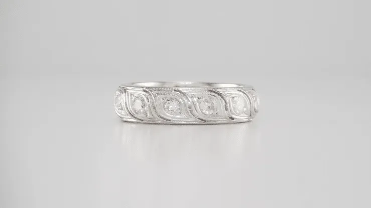 Milldale Retro Platinum Estate Eternity Diamond Wedding Band - Size 6.75