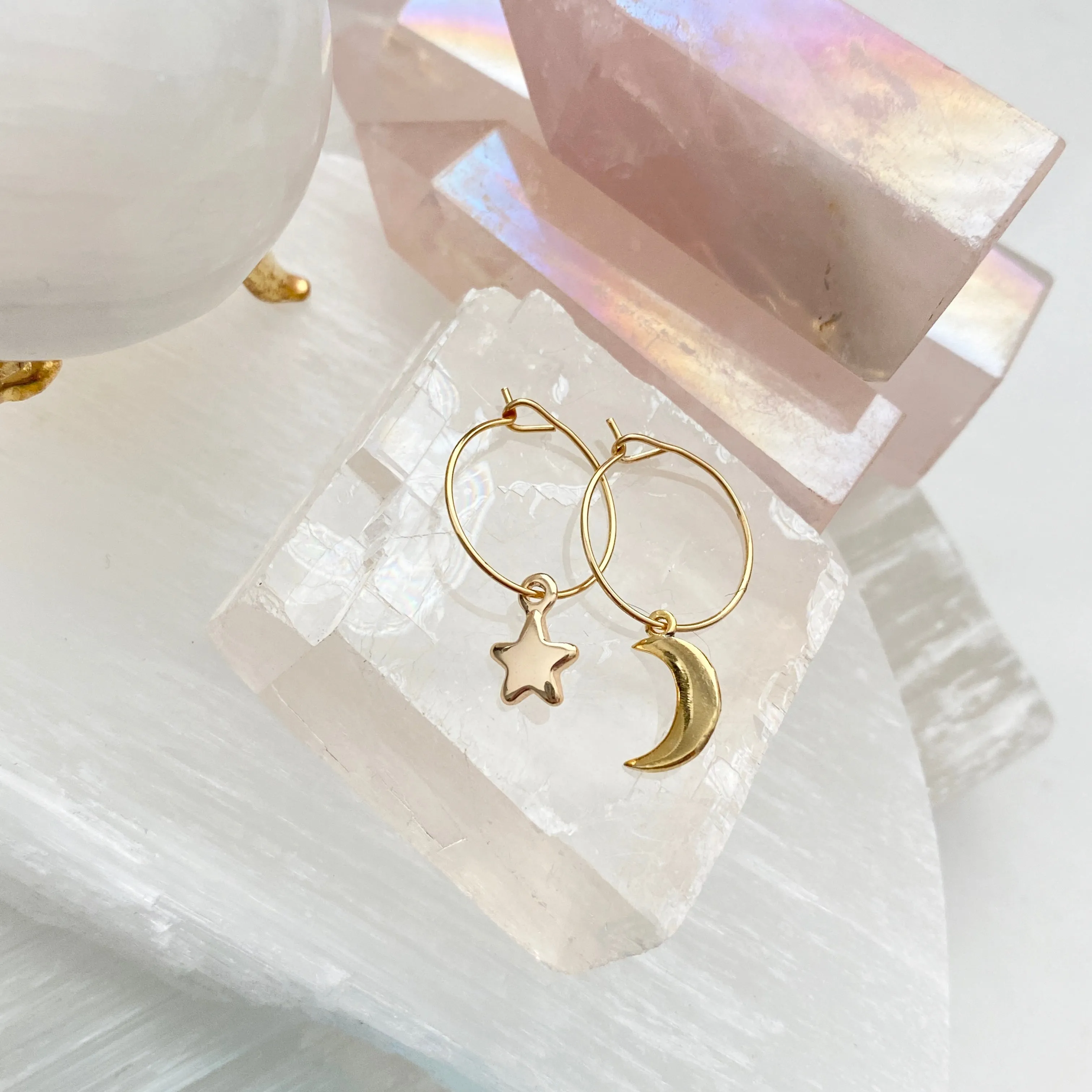 Mini Celestial Mismatched Hoops