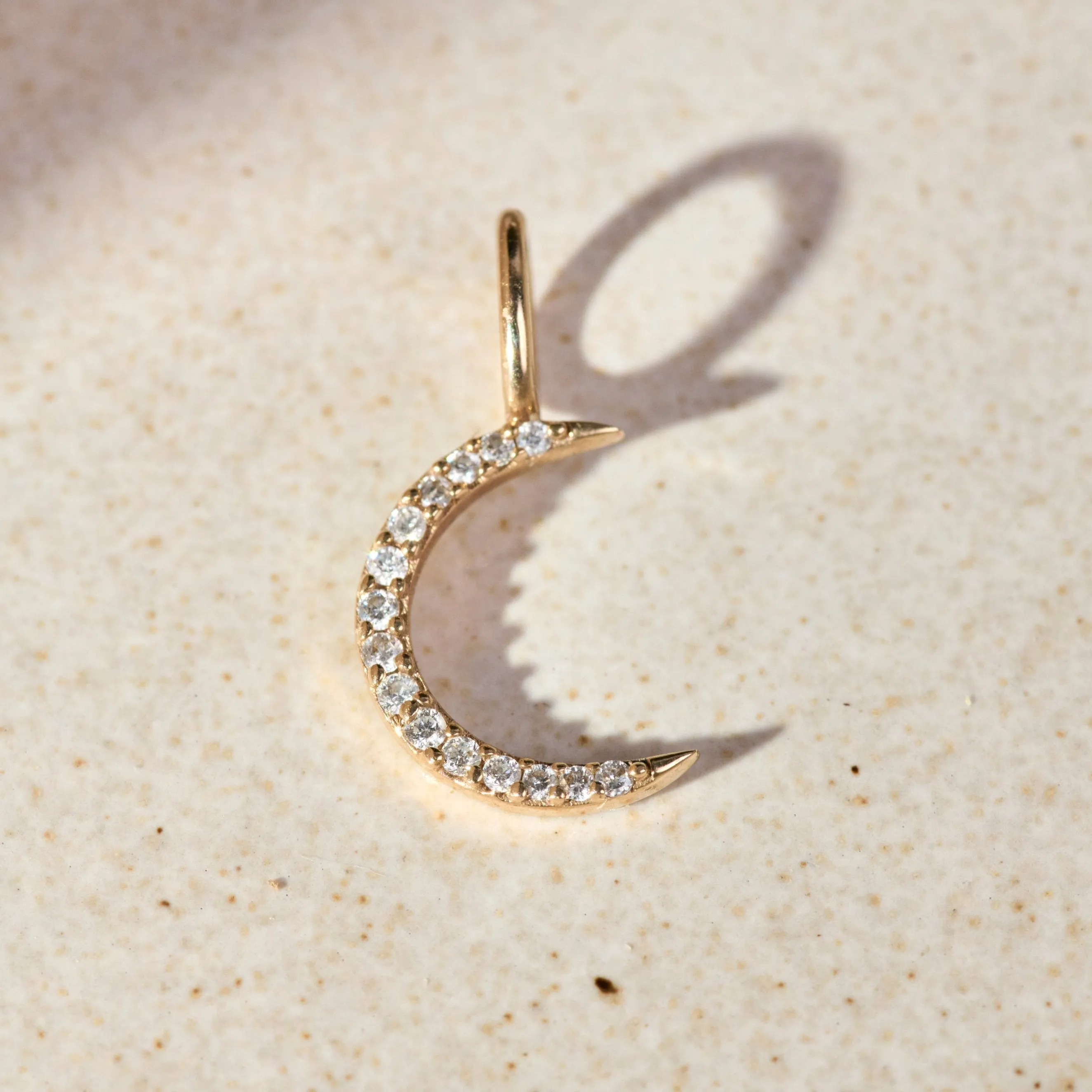 Mini Diamond Moon Pendant 9k Gold