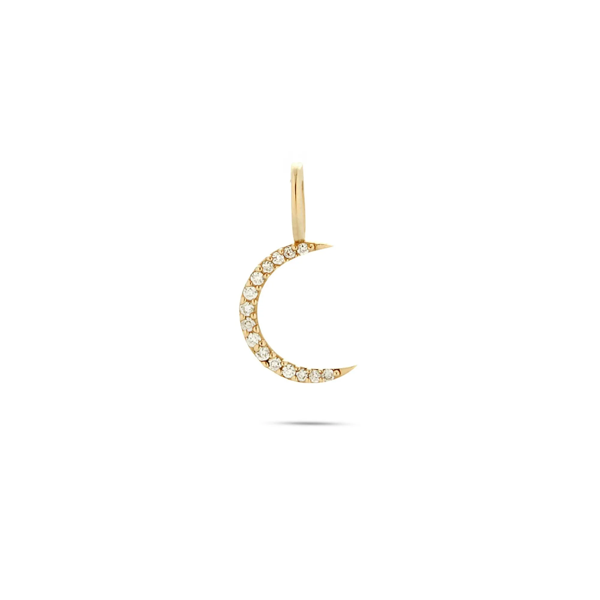 Mini Diamond Moon Pendant 9k Gold