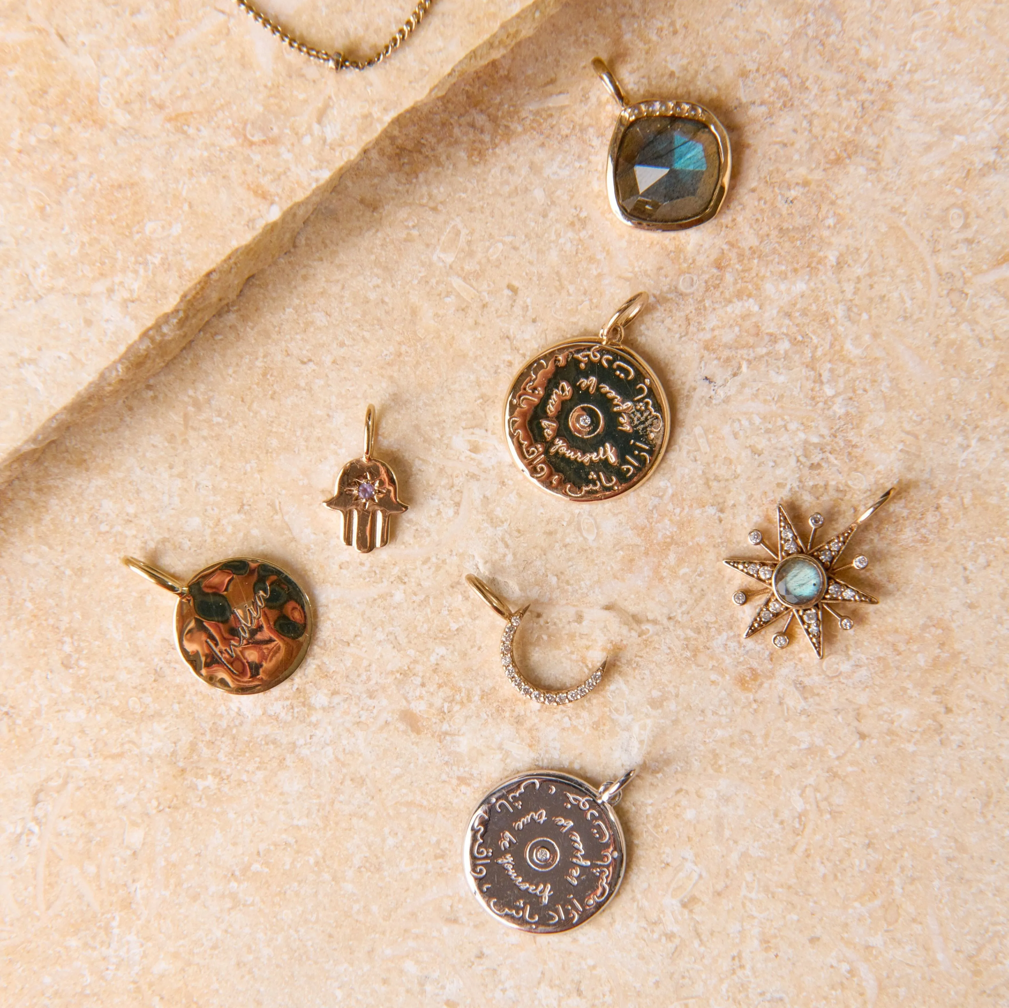 Mini Diamond Moon Pendant 9k Gold