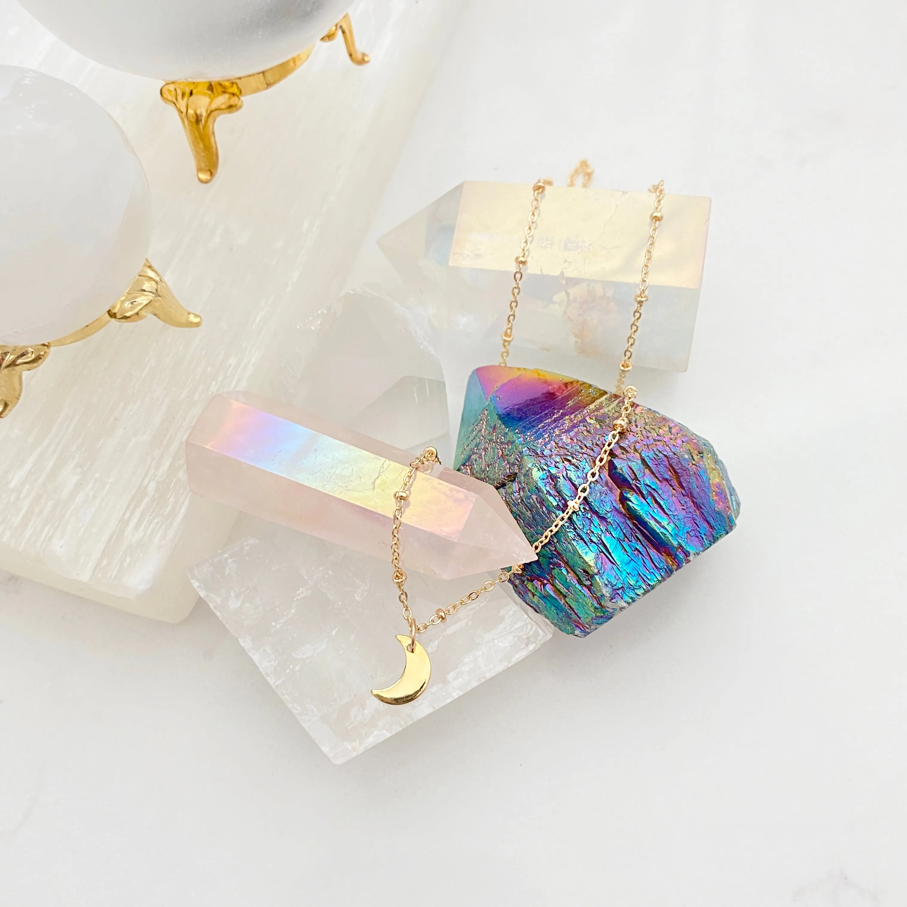 Mini Gold Moon Necklace