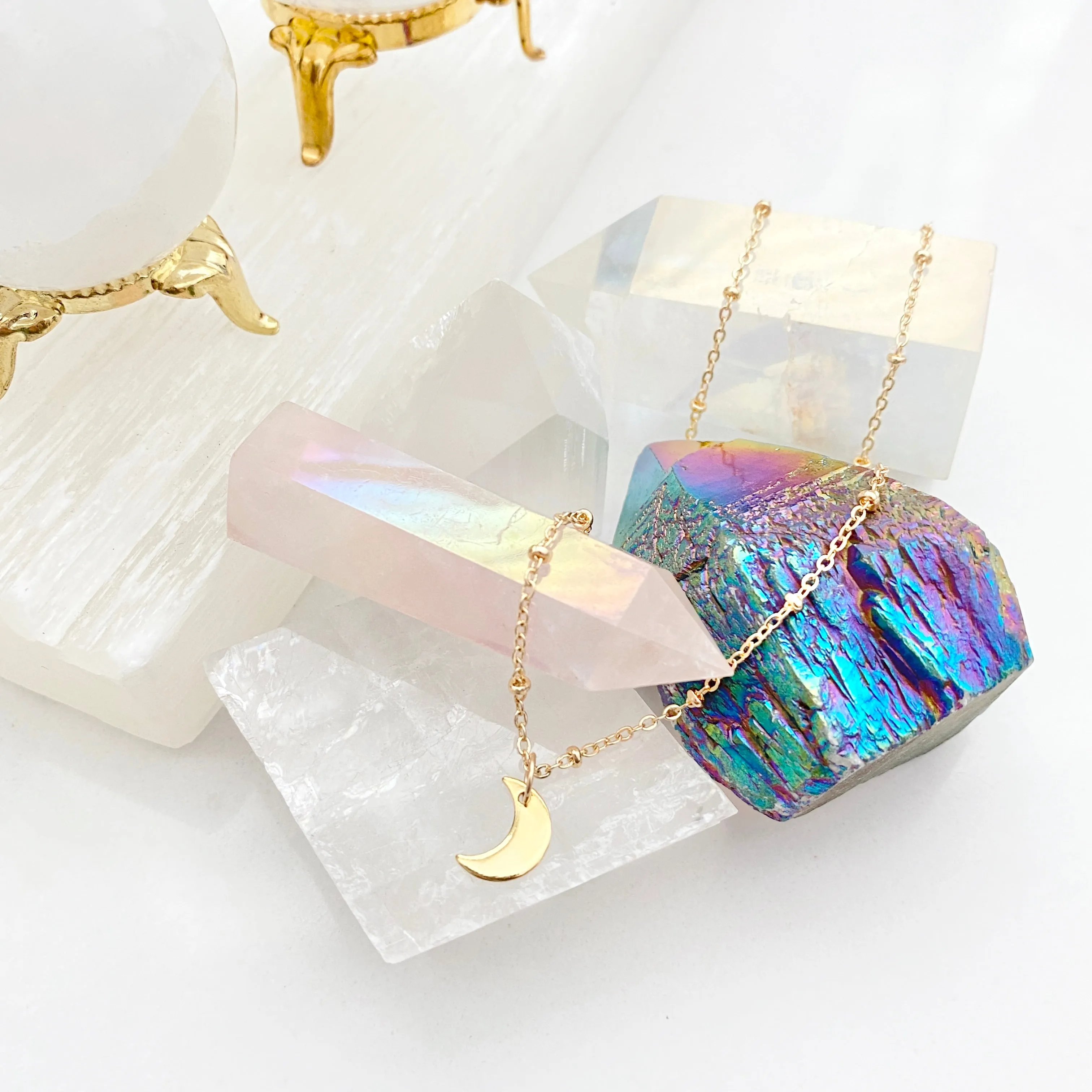 Mini Gold Moon Necklace