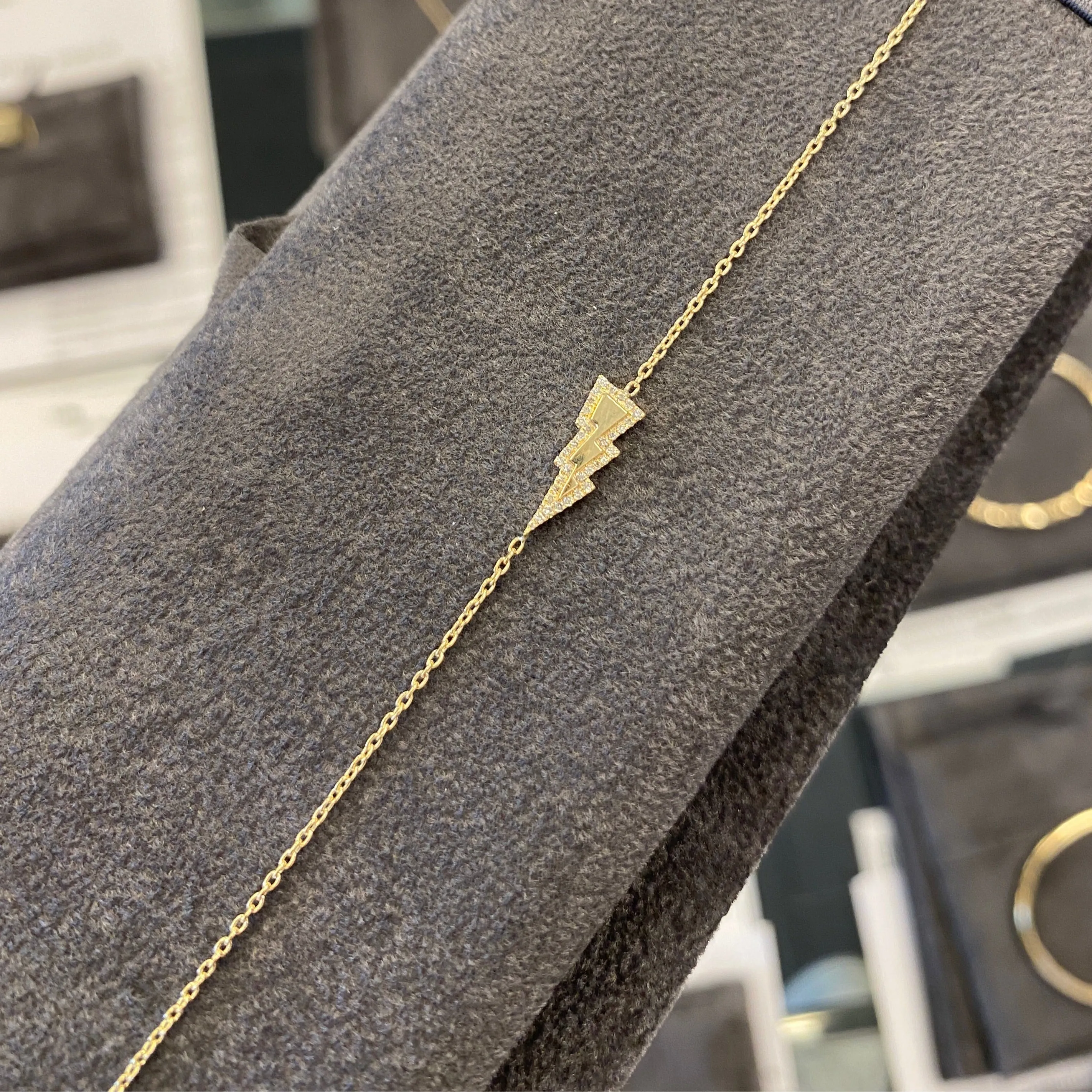 Mini Pave Outline Lightbolt Bracelet