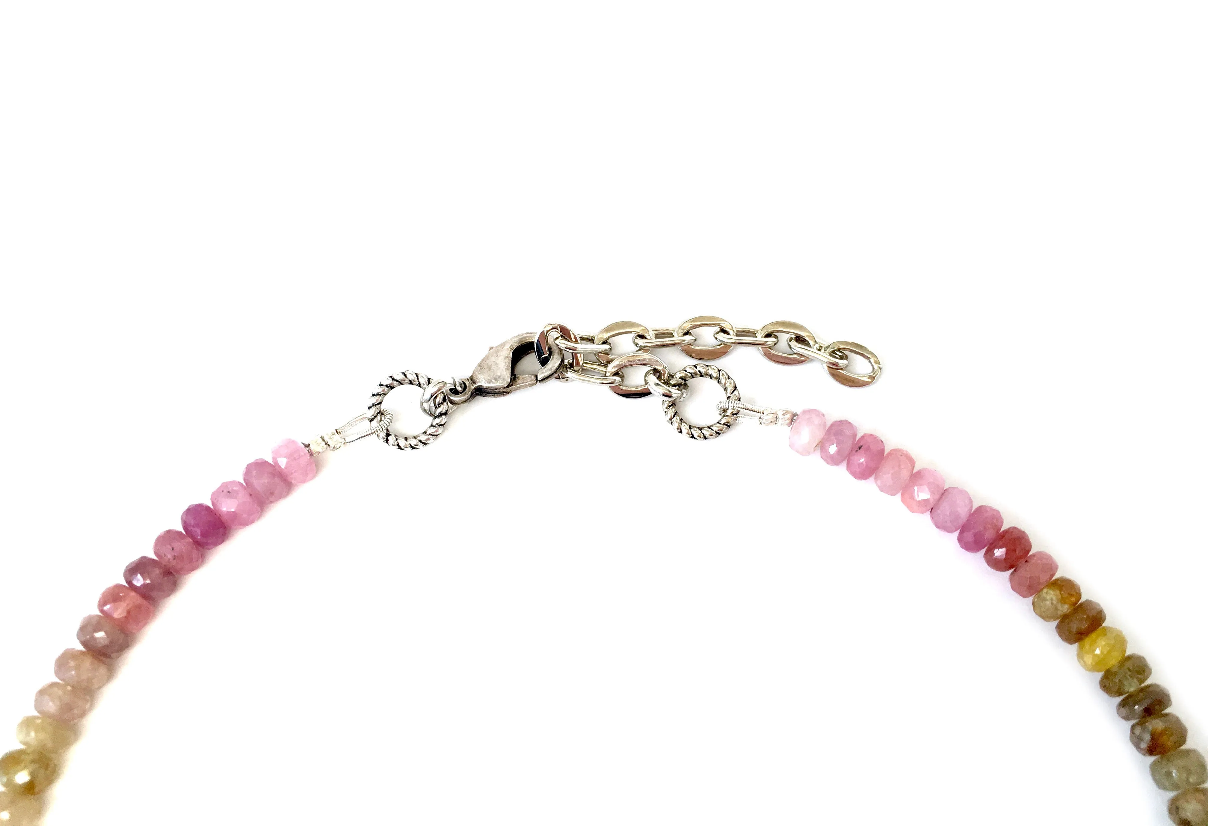 Mini White Sapphire 8-Point Star on Rainbow Sapphire Necklace