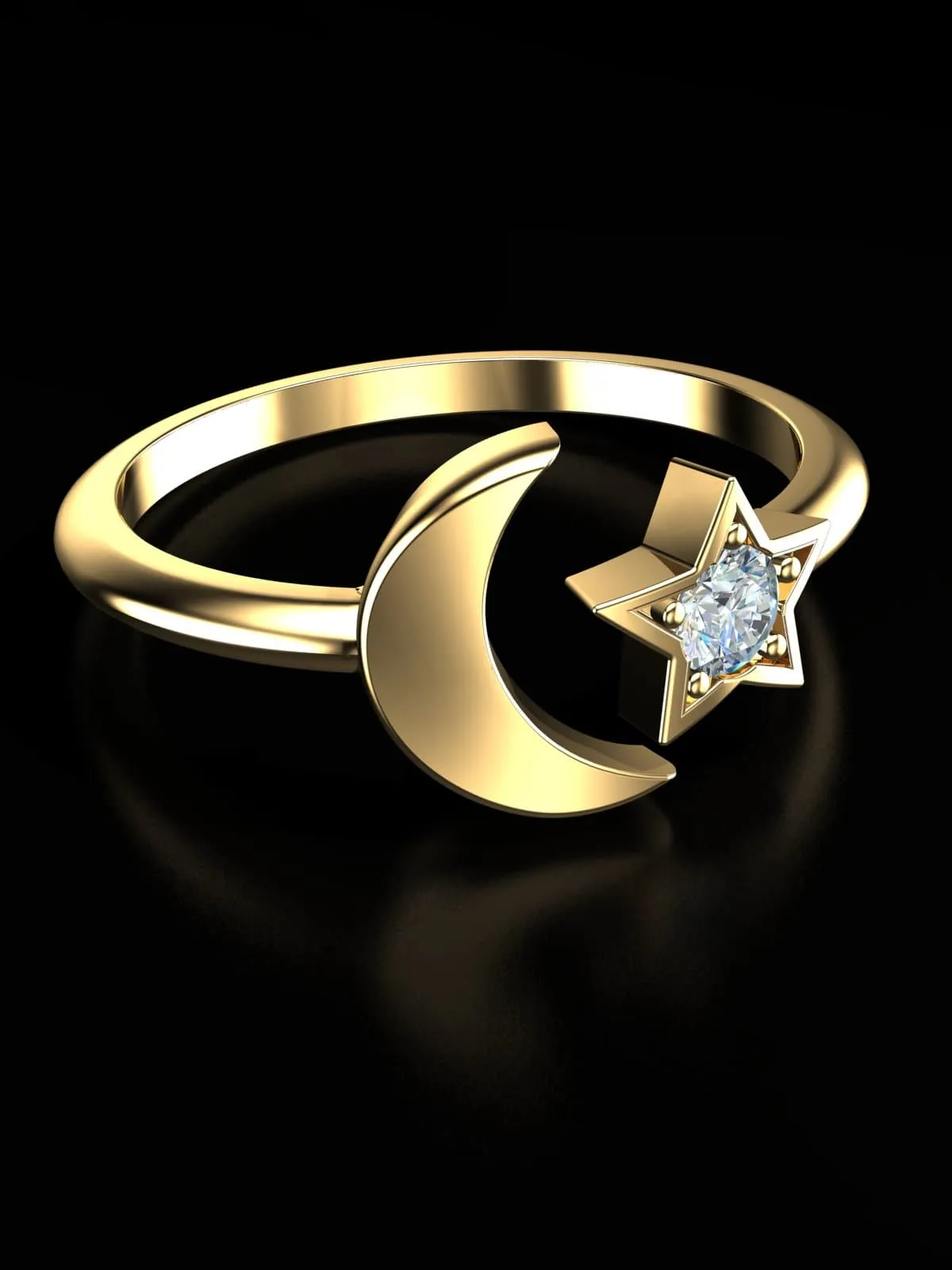 Moon & Star Ring