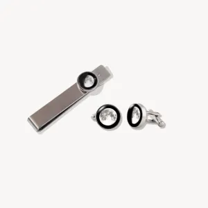 Moon and Crystal Tie Bar and Cufflinks Bundle