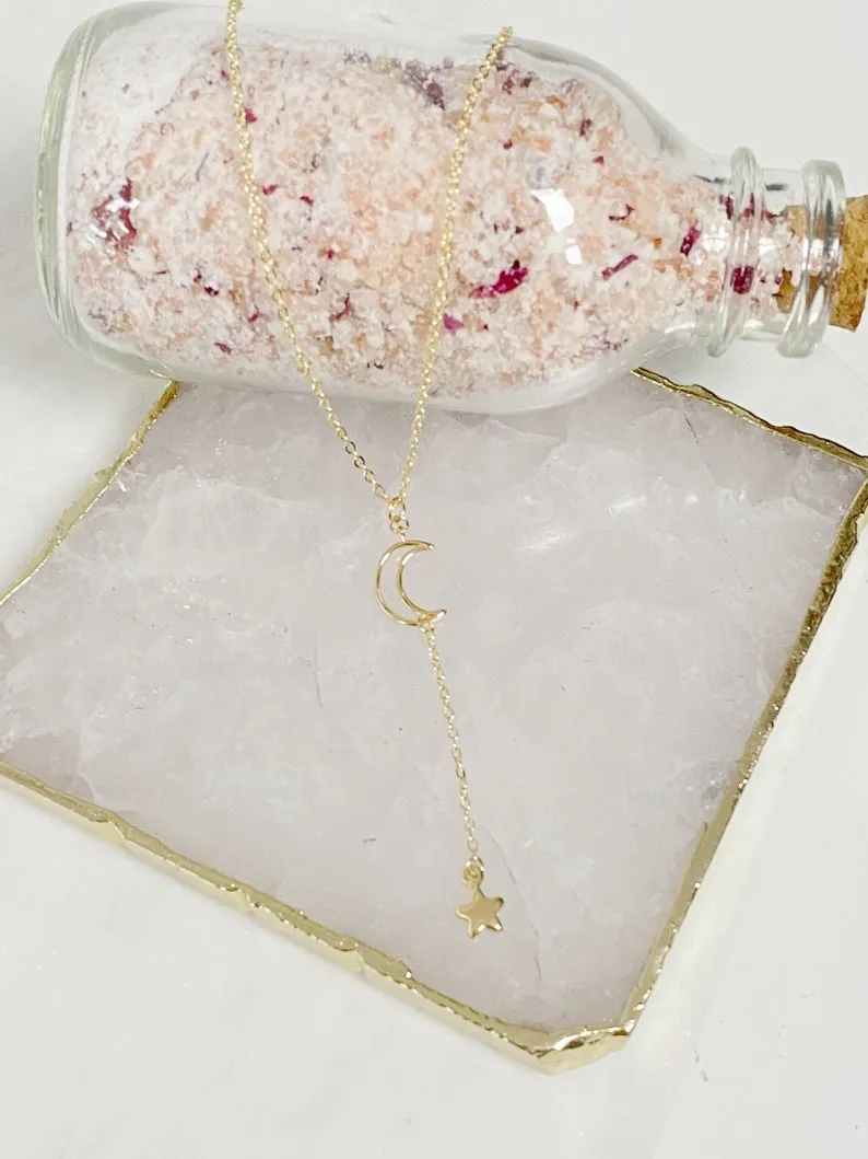 Moon Drop Celestial Lariat Necklace