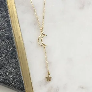 Moon Drop Celestial Lariat Necklace