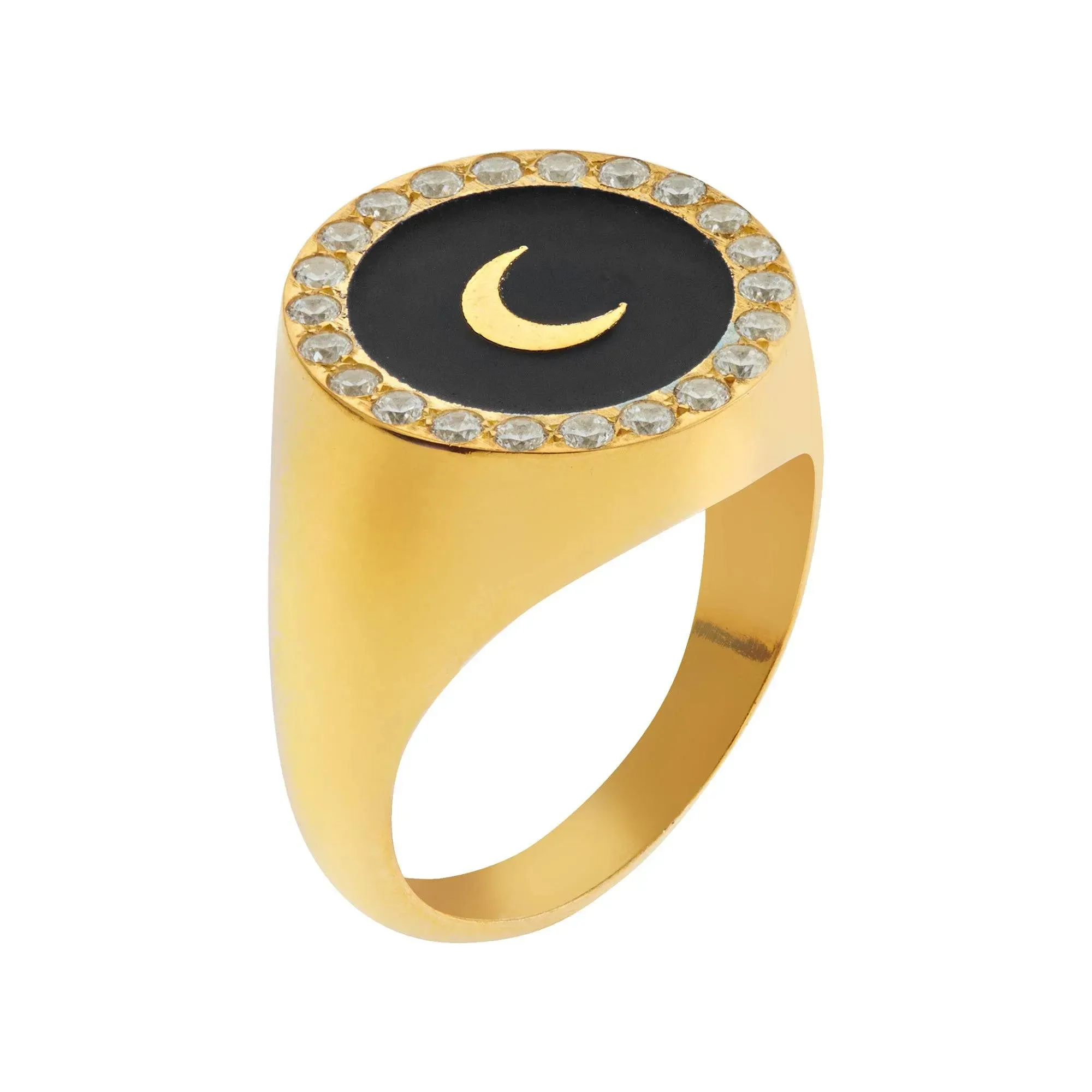 Moon Enamel Crystal Chevalier Ring