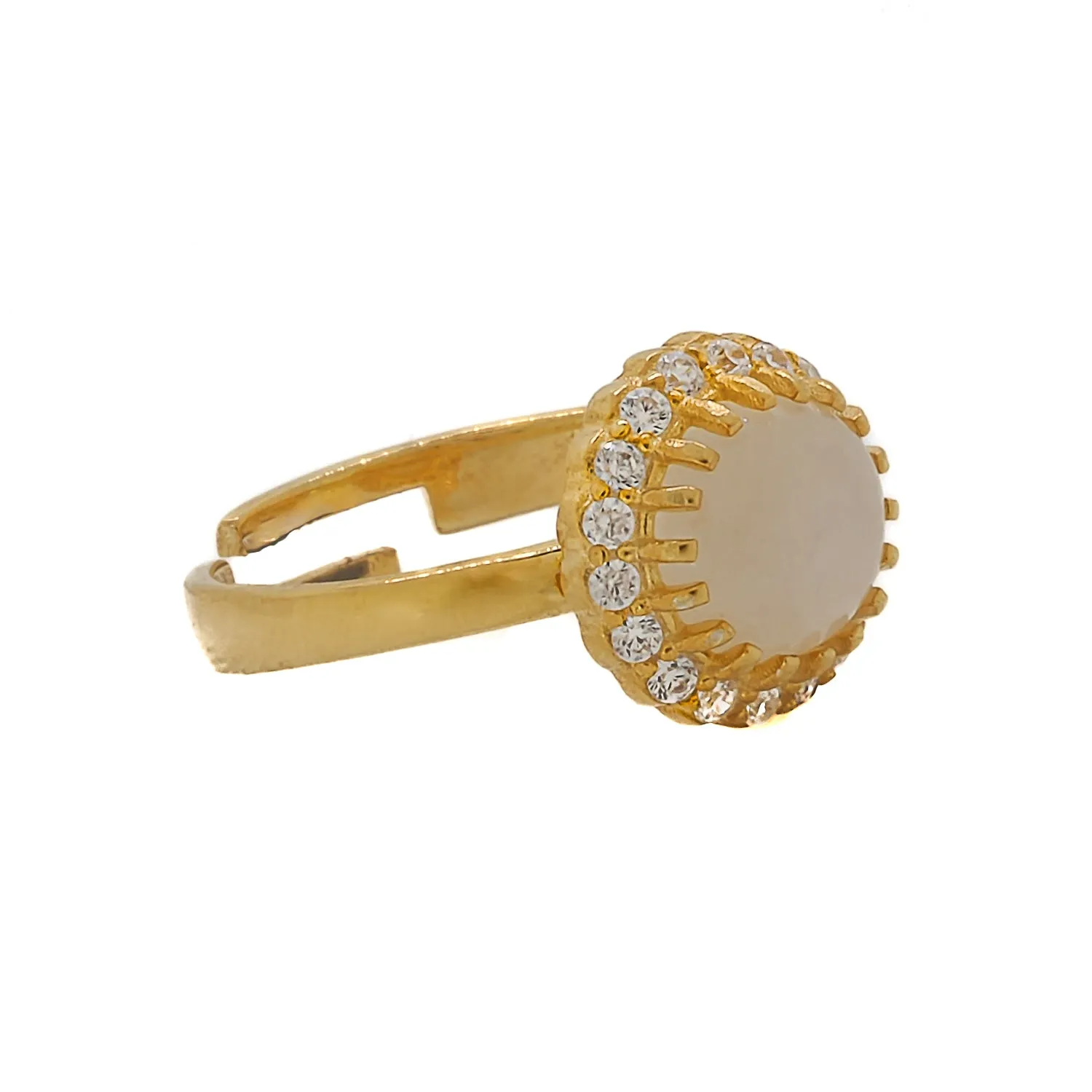 Moon Gemstone Gold & Diamond Statement Ring