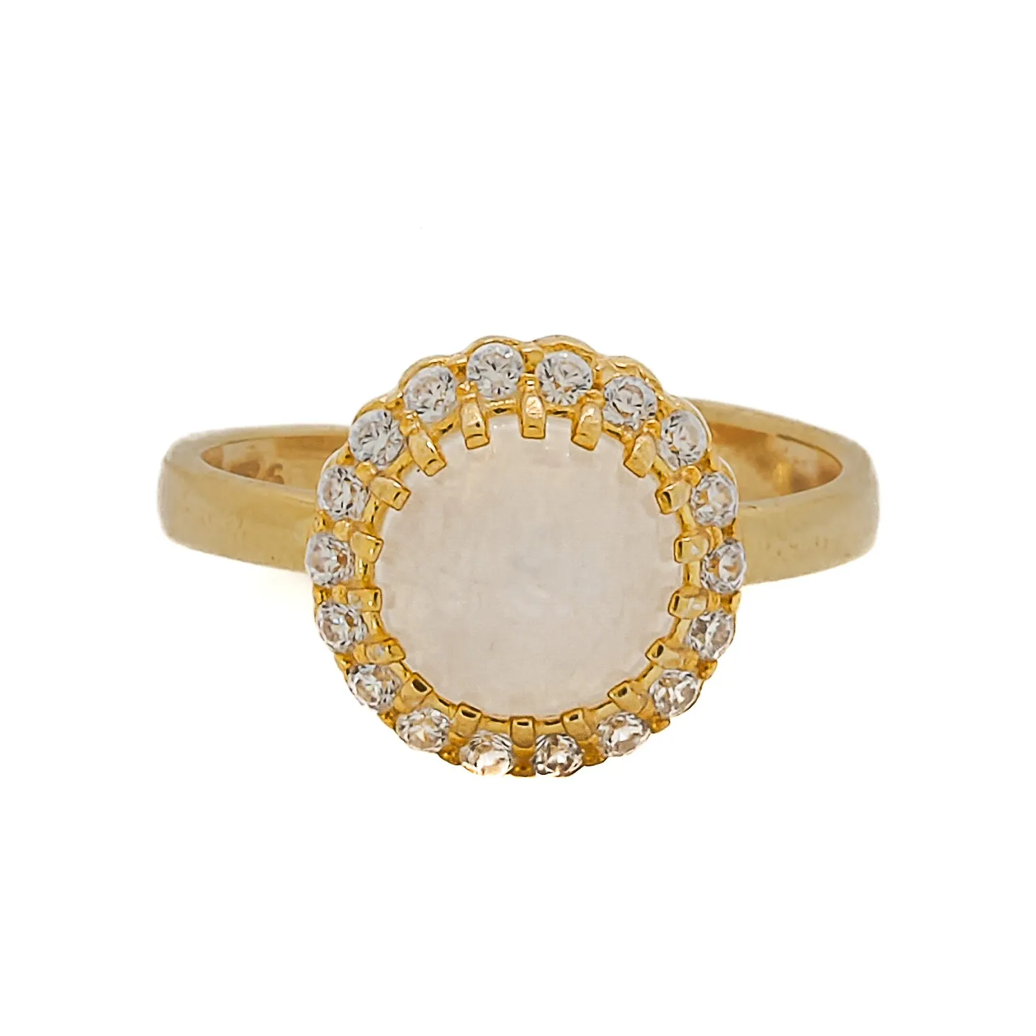 Moon Gemstone Gold & Diamond Statement Ring