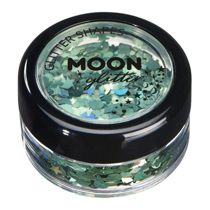 Moon Glitter Holographic Glitter Shapes, Green