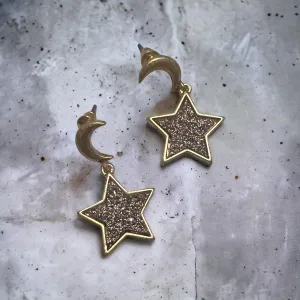 Moon   Star Druzy Earrings