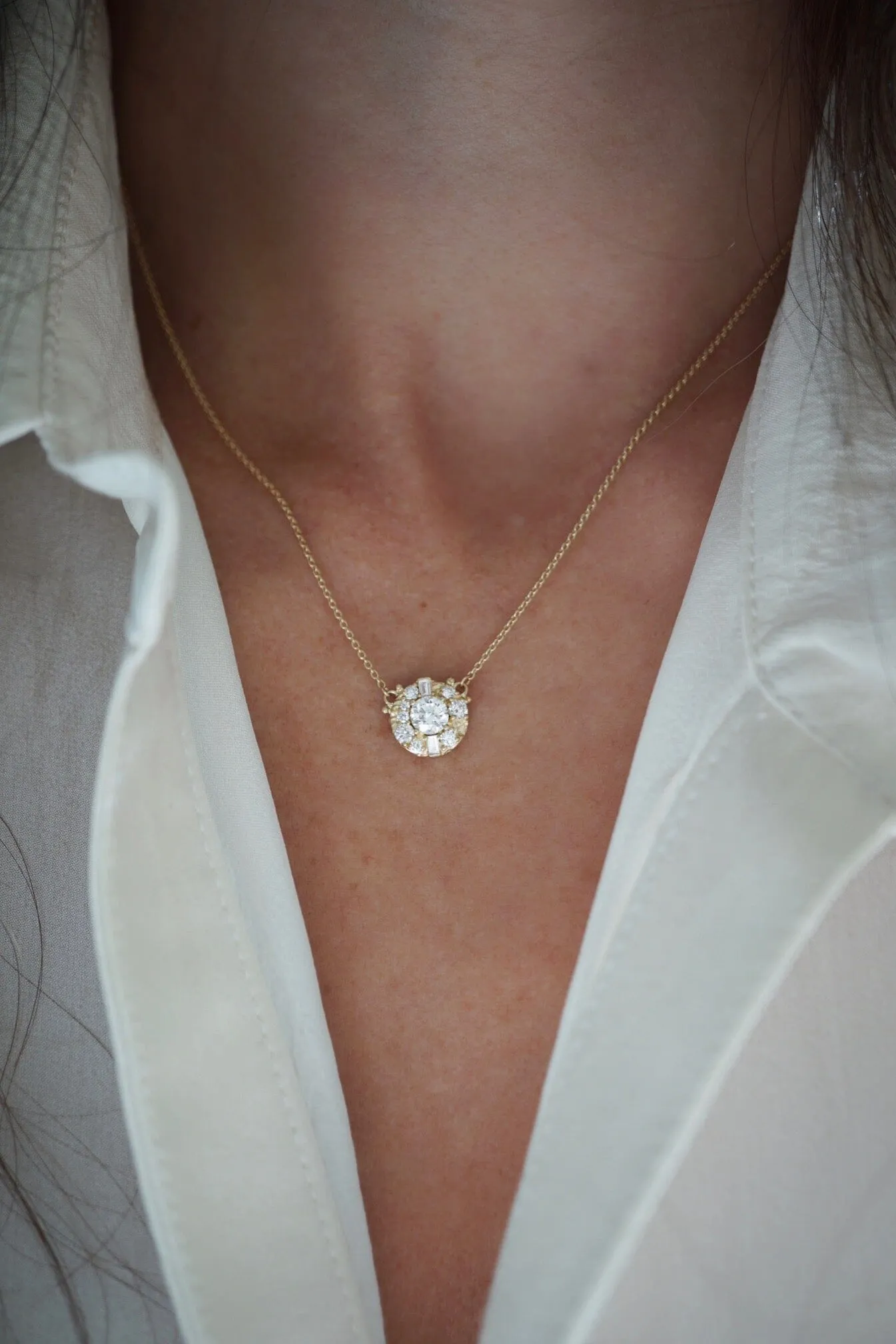 Moonscape Round Diamond Necklace