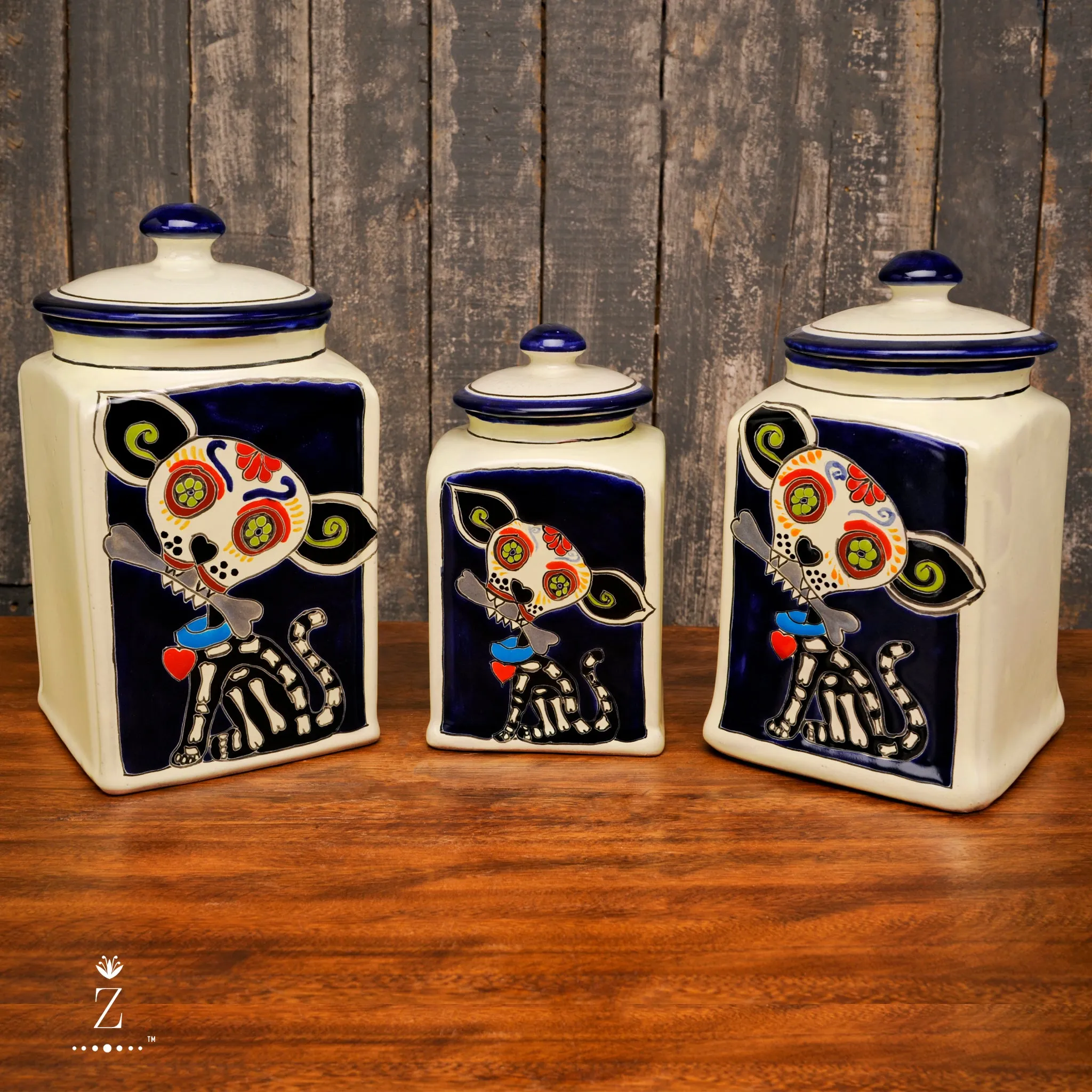 Muertos Doggie Treat Jars | Blue Edition